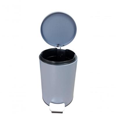 Lixeira Redonda 5L Aço Inox Abertura com Pedal Balde Interno Cinza Matte Powermaid