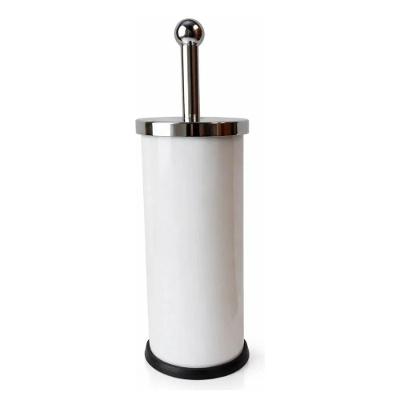 Escova Sanitária Eb15br em Aço Inoxidável com Cabo Longo e Suporte para Banheiro Branco Hercules
