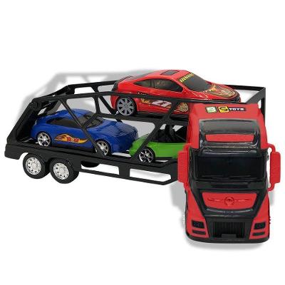 Caminhão Cegonheira de Brinquedo com 3 Carrinhos Vermelho Bs Toys