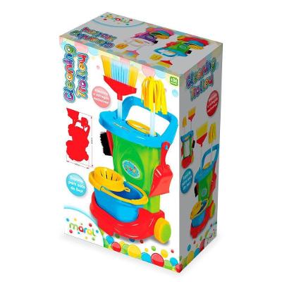 Carrinho de Limpeza Infantil Brinquedo Completo Vermelho para Brincar e Aprender Maral
