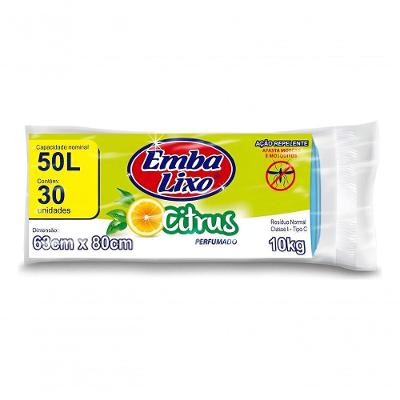 Saco de Lixo Perfumado Repelente Citrus 50L com 30 Unidades Embalixo