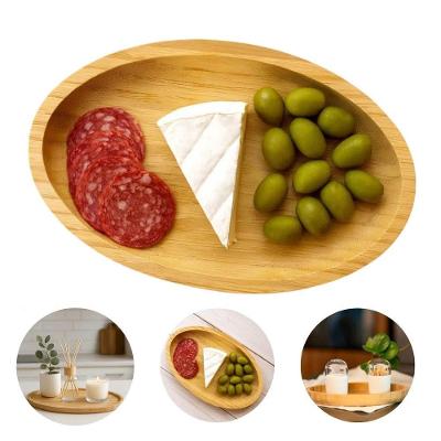 Bandeja para Servir Mini Oval de Bambu Petisqueira Multiuso Bege em Casa Tem