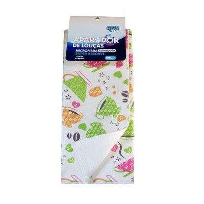 Aparador de Louças em Microfibra Estampada para Pia 38cm X 50cm Sortido Clean Tech