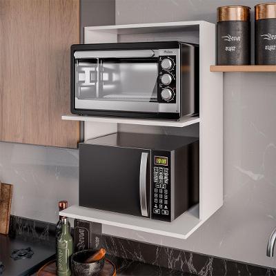 Suporte Suspenso para Micro-ondas G96 2 Prateleiras MDP com Acabamento BP 60cm Branco Gran Belo