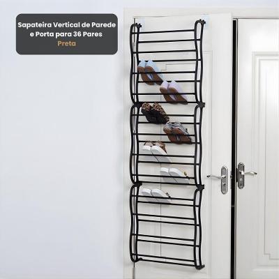 Sapateira Vertical de Parede e Porta para 36 Pares para Calçados Preto Globalmix