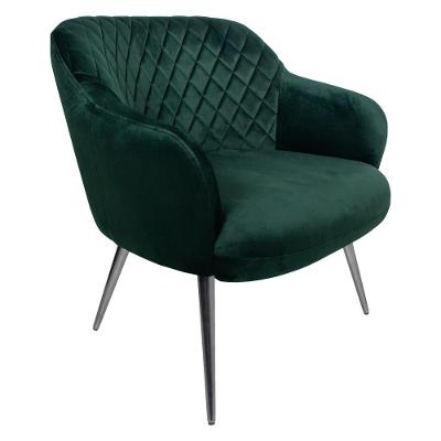 Poltrona Decorativa Kitana em Veludo Verde G15 com Pés Palito Polido para Sala de Estar Gran Belo