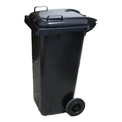 Lixeira Container 120L Polietileno Abertura Manual com Rodas Preto