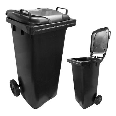 Lixeira Container 120L Polietileno Abertura Manual com Rodas e Tampa Ideal