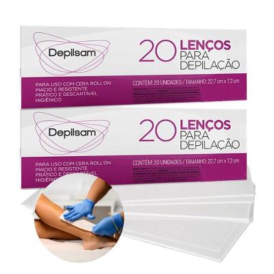 Lenços para Depilação Kit 40 Unidades Uso com Cera Roll'on Branco Depilsam
