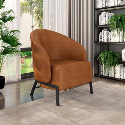 Poltrona Decorativa Kenya G33 Sala de Estar Couro Sintético Preto-caramelo Gran Belo