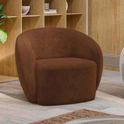 Poltrona Decorativa Íbis G33 Sala de Estar Encosto Fixo Veludo Marrom Gran Belo