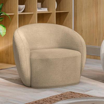 Poltrona Decorativa Íbis G33 Sala de Estar Encosto Fixo Veludo Bege Gran Belo