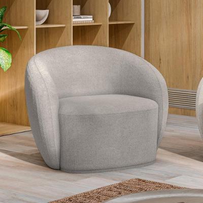 Poltrona Decorativa Íbis G33 Sala de Estar Encosto Fixo Bouclê Cinza Gran Belo
