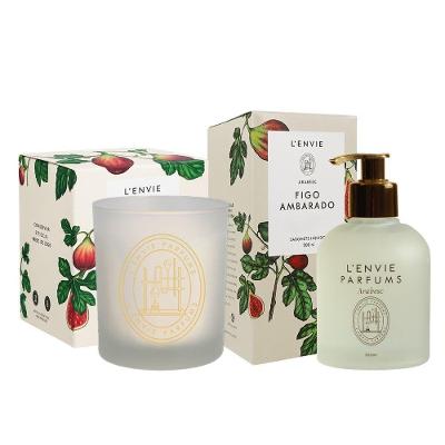 Kit Vela Perfumada 210g e Sabonete Líquido 200ml Figo Ambarado Arabesc Frutal L'envie