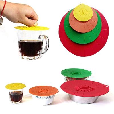 Kit Tampas de Silicone de Sucção 4 Peças a Vácuo para Cozinhar e Armazenar Alimentos Coloridas