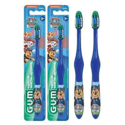 Kit Escova de Dente Infantil Gum Patrulha Canina Cerdas Macias Azul 2 Unidades