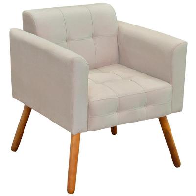 Poltrona Decorativa Karen Suede com Pés Palito Bege G19 para Sala de Estar Gran Belo