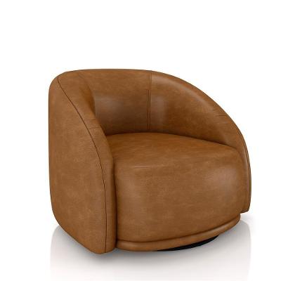 Poltrona Decorativa Jenny G45 Giratória em Couro Sintético Caramelo Gran Belo