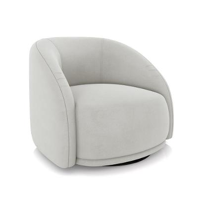Poltrona Decorativa Jenny G45 Giratória em Veludo Cinza Claro com Base em Metal Gran Belo