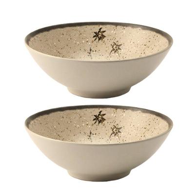 Jogo 2 Bowl Natural Acetinado Plus em Cerâmica para Caldos e Cereal 350ML Marrom Alleanza