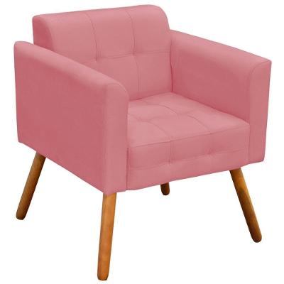 Poltrona Decorativa Karen Suede com Pés Palito Rosê G19 para Sala de Estar Gran Belo