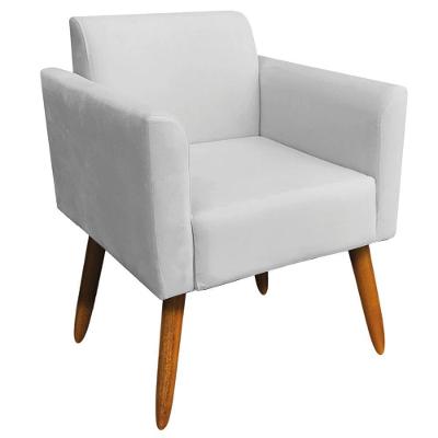 Poltrona Decorativa Isabella Suede Confortável Cinza G19 Gran Belo