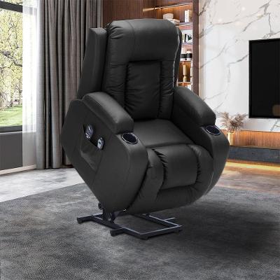 Poltrona Reclinável Elétrica Austin G94 com Massagem Pu Preto para Sala de Estar Gran Belo
