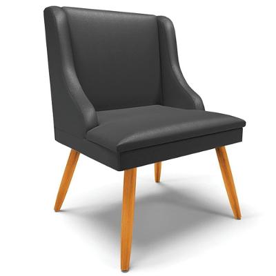 Poltrona Decorativa Firenze G19 em Corino com Pés Palito Preto Fosco Natural Gran Belo