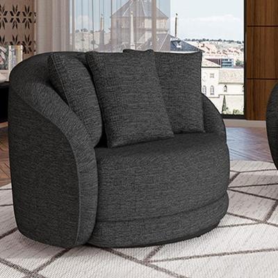 Poltrona Decorativa Galáxia G45 Giratória com Almofadas Linho Chumbo Gran Belo