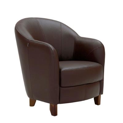 Poltrona Decorativa Kairós Couro Chocolate G03 para Sala de Estar com Pés Madeira Gran Belo