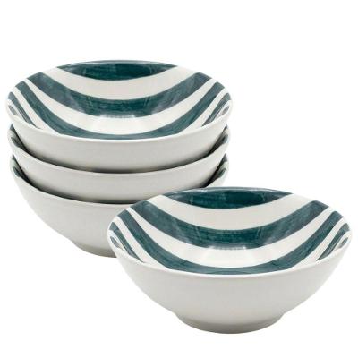 Jogo 4 Bowls Green Trace de Cerâmica Feldspática 300ML Verde Alleanza