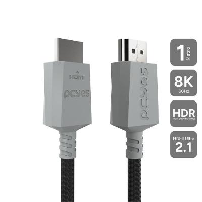 Cabo HDMI Phu21p 2.1 8K 1080p 144Hz 1m Revestimento em Nylon Cinza Pcyes