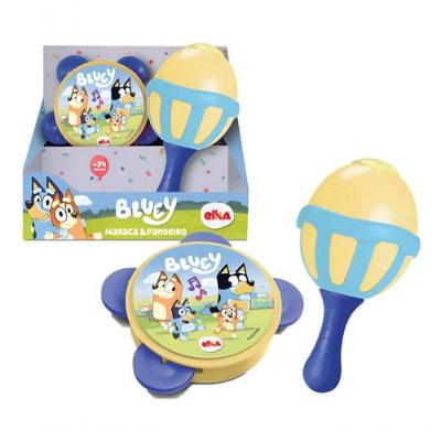 Brinquedo Musical Infantil Maraca e Pandeiro Bluey Amarelo para Crianças Elka