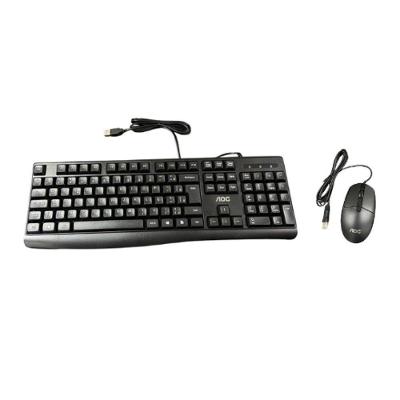 Conjunto Teclado e Mouse com Fio Km170 Abnt2 2000 DPI Preto AOC