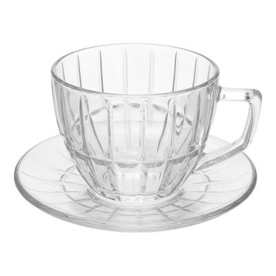 Xícara de Chá com Pires Cristalle 250ML Vidro para Café Transparente Hauskraft