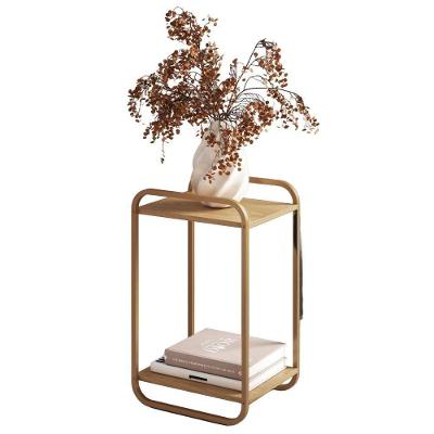 Mesa Lateral Luna 28090 Orgânica MDP com Pés de Metal 40cm Dourado Artesano Móveis