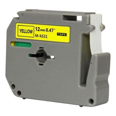 Fita para Rotuladora Brother Mk-631 Compatível Amarela Letra Preta 12mm Cinza