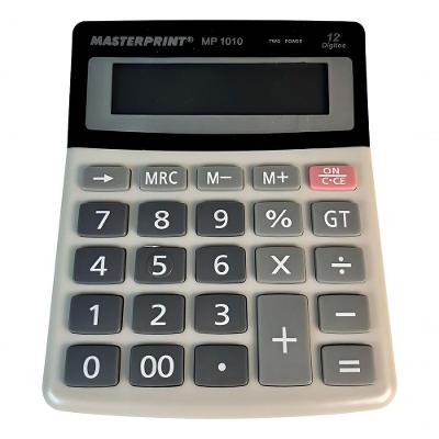 Calculadora Manual Eletrônica Masterprint Mp 1010 12 Dígitos Dual Power Cinza-preto
