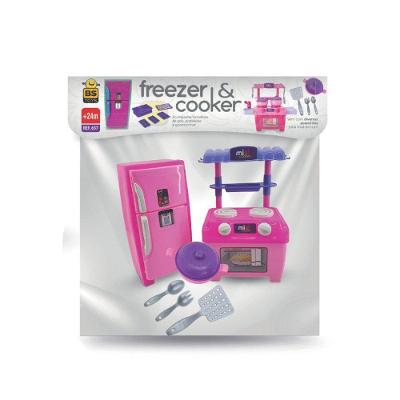 Brinquedo Infantil Freezer e Cooker com Mini Cozinha e Acessórios Criativos Bs Toys