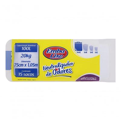 Saco para Lixo Neutralizador de Odores Lavanda 100L Plástico Azul Embalixo