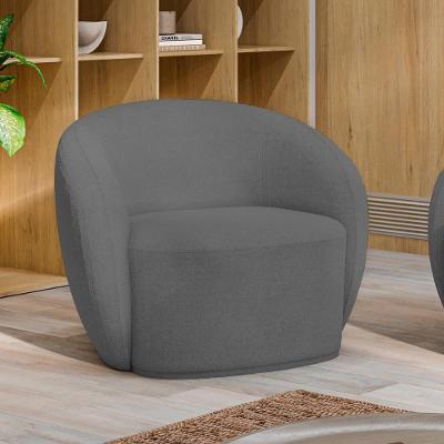 Poltrona Decorativa Íbis G33 para Sala de Estar Bouclê Grafite Encosto Fixo Gran Belo
