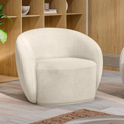 Poltrona Decorativa Íbis G33 Sala de Estar Bouclê Off White Encosto Fixo Gran Belo