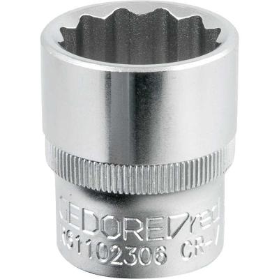 Soquete Estriado 1-2 23mm R61102306 Borda Serrilhada Prata Gedore