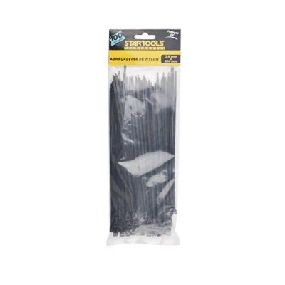 Abraçadeira de Nylon 20cm X 3,6mm 100 Unidades Preta para Fixação de Fios e Tubos Startools