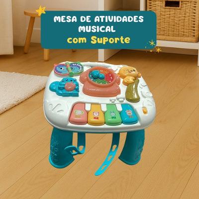 Mesa de Atividades Infantil Musical com Suporte para Coordenação Motora e Estímulo Sensorial