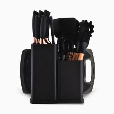 Kit Utensílios de Cozinha 19 Peças Silicone Antiaderente para Cozinhar Preto