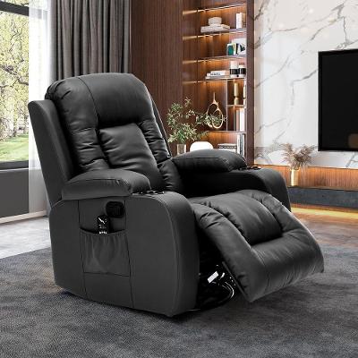 Poltrona Reclinável Giratória Austin G94 com Massagem Pu Preto Gran Belo