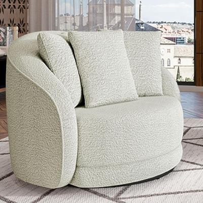 Poltrona Decorativa Galáxia G45 Giratória com Almofadas Boucle Off White Gran Belo