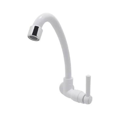 Torneira de Cozinha Parede C29 Bica Móvel em Abs Acabamento Liso Branco Bognar