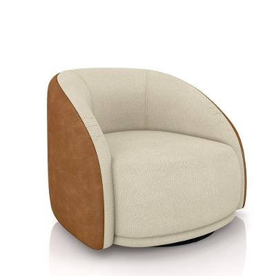 Poltrona Decorativa Jenny G45 Giratória Bouclê Off White Caramelo Gran Belo